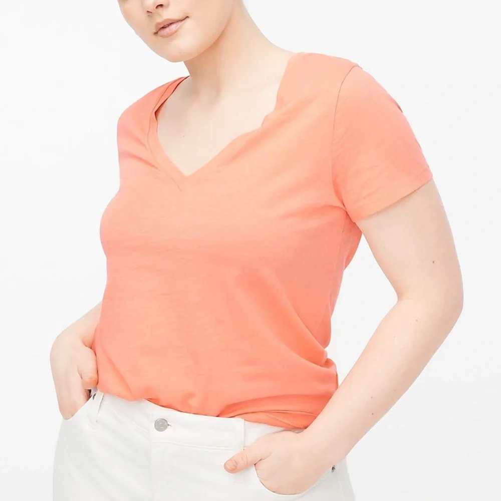 J. CREW Tee Vintage Slub Cotton Pale Guava V-Neck Short Sleeve T-Shirt NWT - Picture 3 of 12